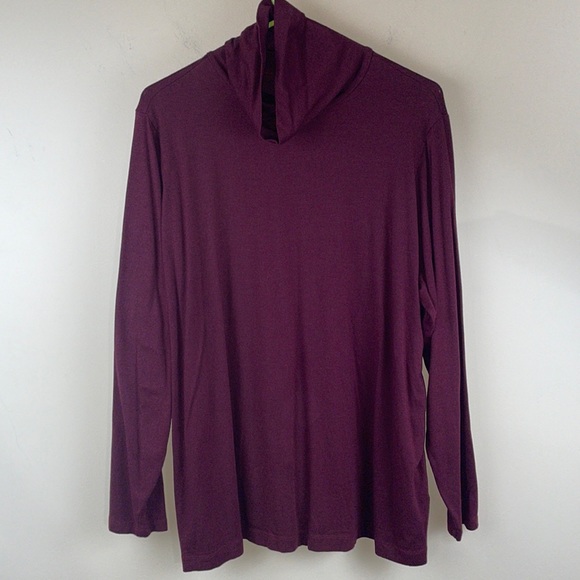 Lands End burgundy striped turtleneck long sleeve shirt - Picture 1 of 3